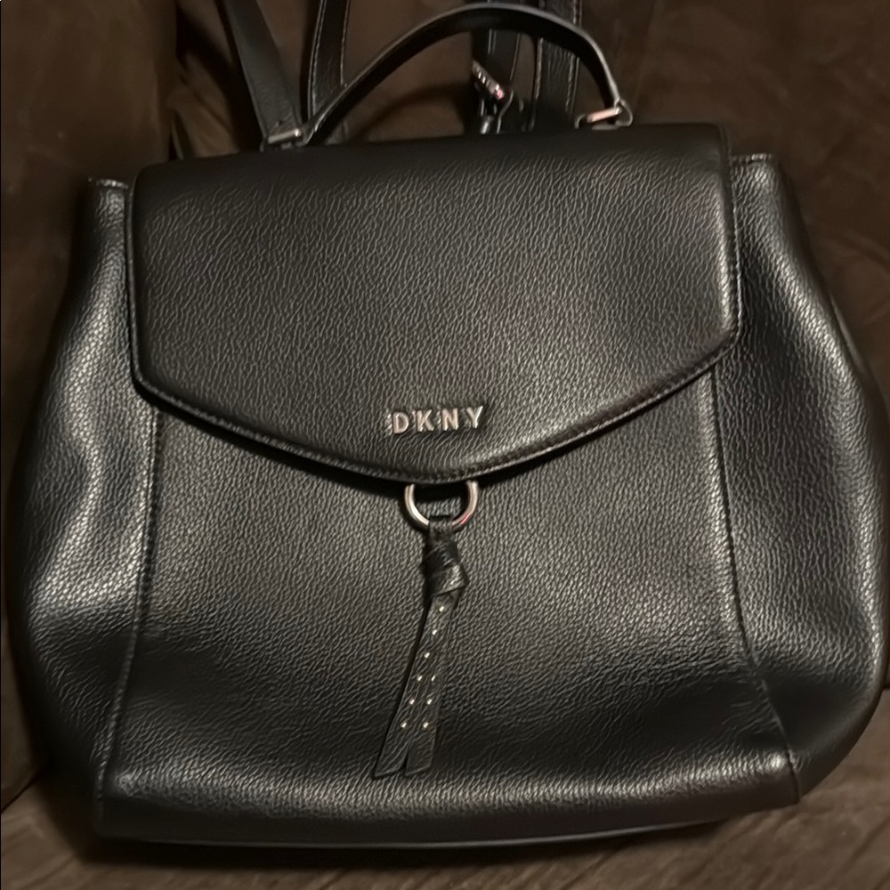 DKNY Black Leather Backpack